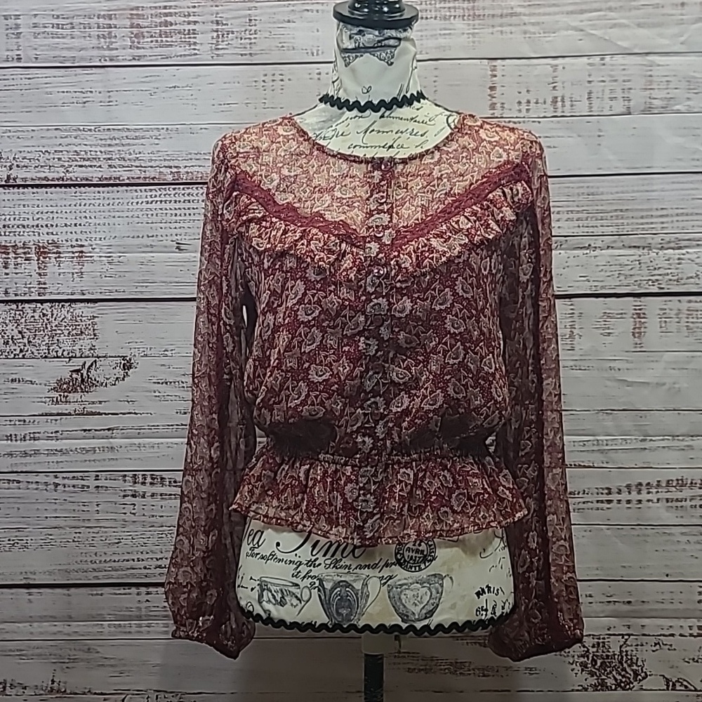 American Eagle sheer ruffle blouse